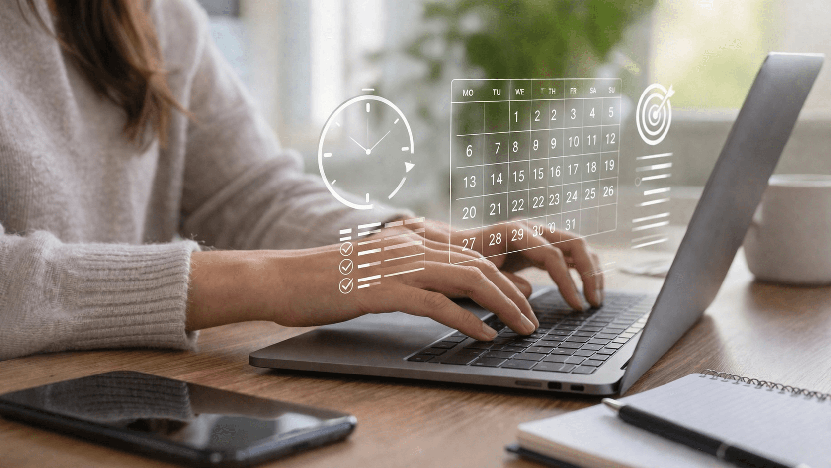 Frau erfasst Arbeitszeit am Laptop — Zeiterfassungspflicht 2026