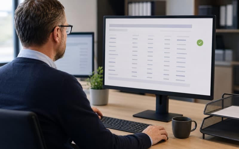 Payroll specialist at a firm taking over released payroll data as a DATEV-compatible export file