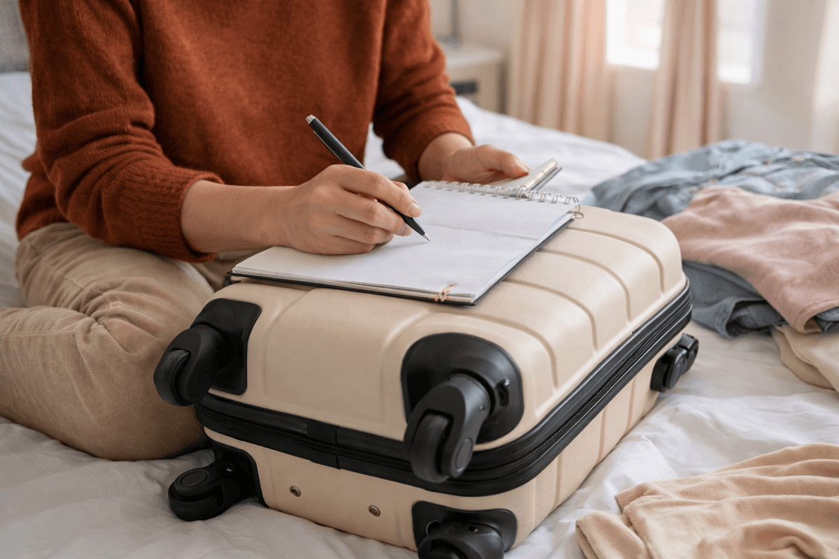 Mitarbeiterin plant ihren Urlaub — Urlaubsplanung im Unternehmen