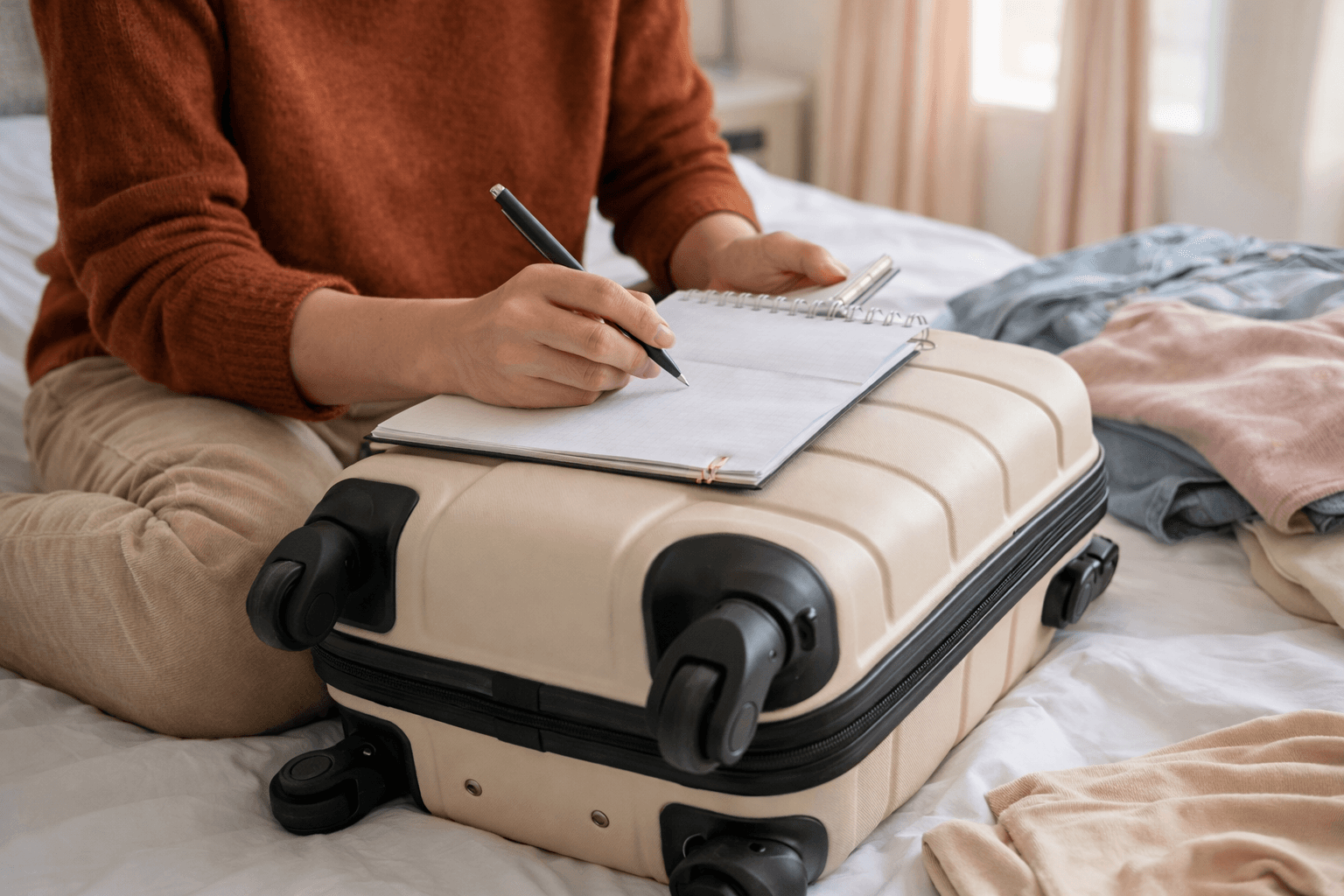 Mitarbeiterin plant ihren Urlaub — Urlaubsplanung im Unternehmen